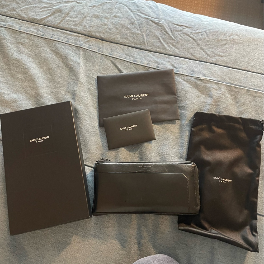 Saint Laurent Paris Leather Wallet with box, dust bag, and COA